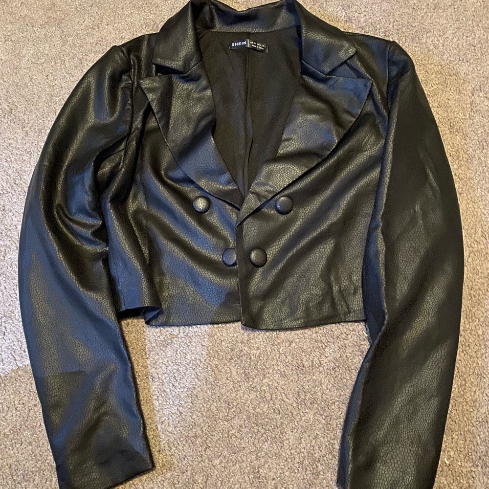 Shein fake leather blazer